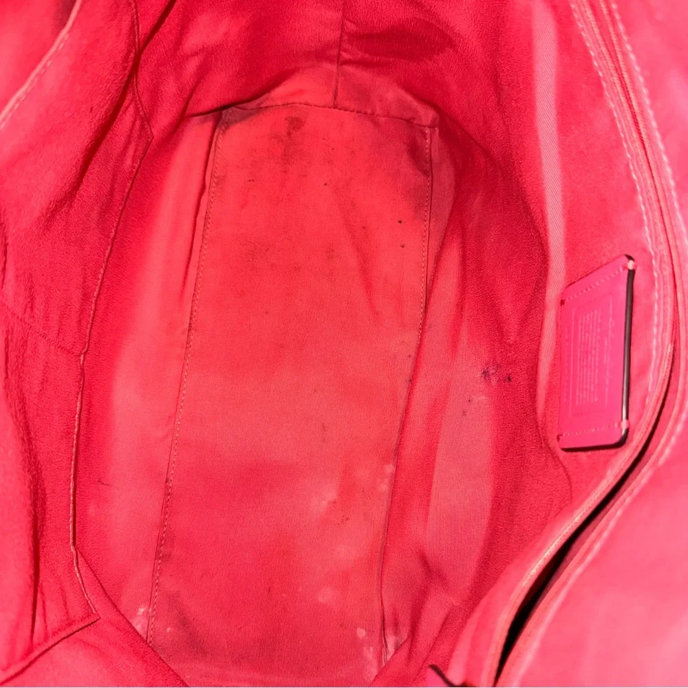 Coach Signature Brown Tote with Pink Trim